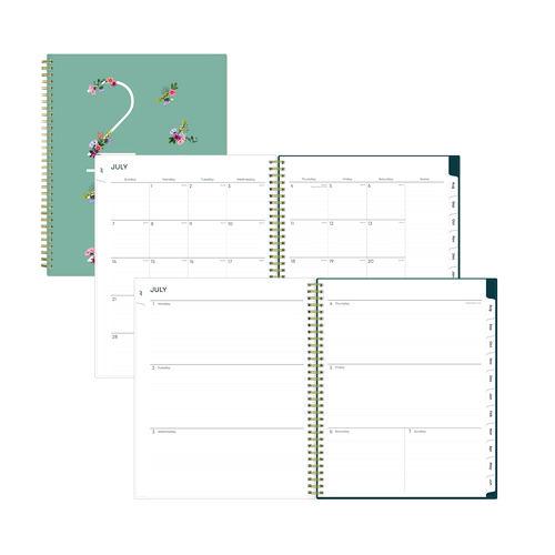 Picture of Greta Academic Year Weekly/Monthly Planner, Floral Artwork, 11.5 x 8, Green Cover, 12-Month (July-June): 2025 to 2026