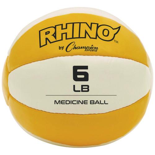 Picture of Rhino Leather Medicine Ball, 6 lb, Yellow/White