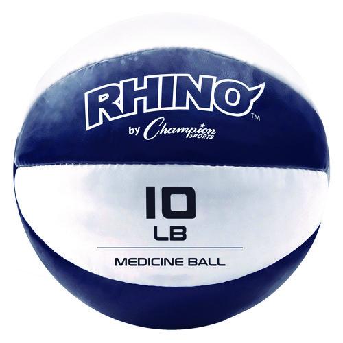 Picture of Rhino Leather Medicine Ball, 10 lb, Blue/White