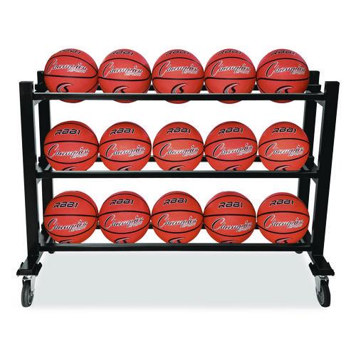 Picture of Deluxe Heavy-Duty Basketball Cart, Metal, 220 lb Capacity, 16 x 50.75 x 34.75, Black