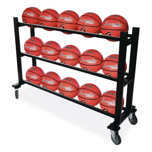 Picture of Deluxe Heavy-Duty Basketball Cart, Metal, 220 lb Capacity, 16 x 50.75 x 34.75, Black