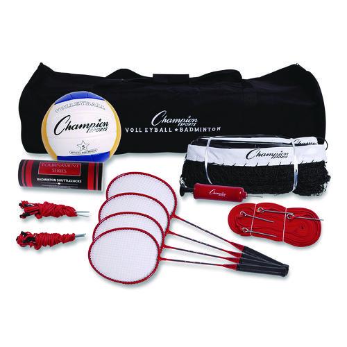 Picture of Deluxe Volleyball/Badminton Tournament Set, (4) Rackets/(2) Shuttlecocks/(2) Birdies/Net/Pump/Volleyball