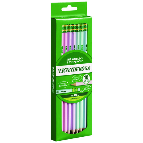 Picture of Pre-Sharpened Pencil, 2.2 mm, HB (#2), Black Lead, Pastel Assorted Barrel, 18/Pack