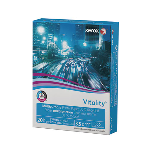 Picture of Vitality 30% Recycled Multipurpose Paper, 92 Bright, 20 lb Bond Weight, 8.5 x 11, White, 500/Ream