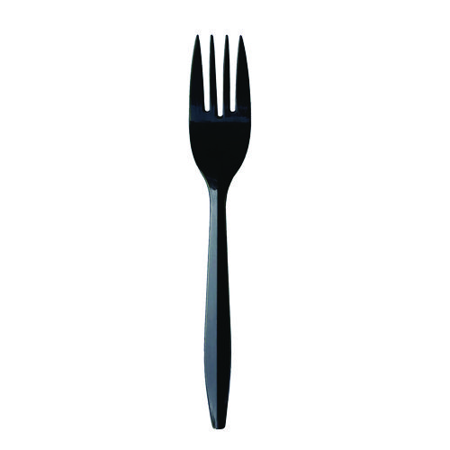 Picture of Mediumweight Wrapped Polypropylene Cutlery, Fork, Black, 1,000/Carton