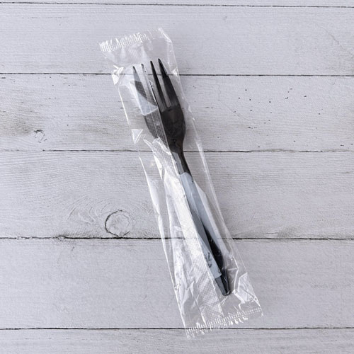 Picture of Mediumweight Wrapped Polypropylene Cutlery, Fork, Black, 1,000/Carton