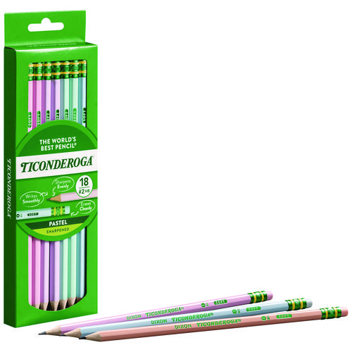 Picture of Pre-Sharpened Pencil, 2.2 mm, HB (#2), Black Lead, Pastel Assorted Barrel, 18/Pack