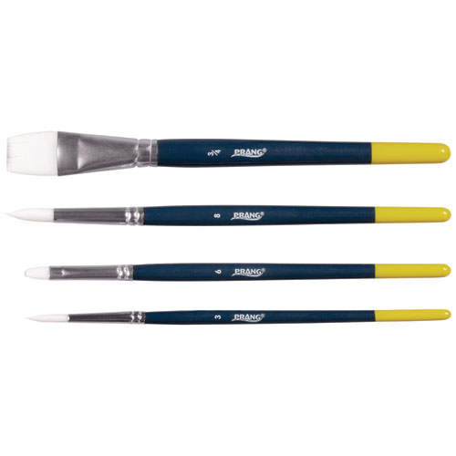 Picture of Hobby Four-Brush Set, Assorted, Synthetic, Flat; Round, 4/pack