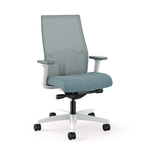 Picture of Ignition 2.0 4-Way Stretch Mid-Back Mesh Task Chair, 17" to 21" Seat Height, Basalt Seat, Fog Back, Designer White Base