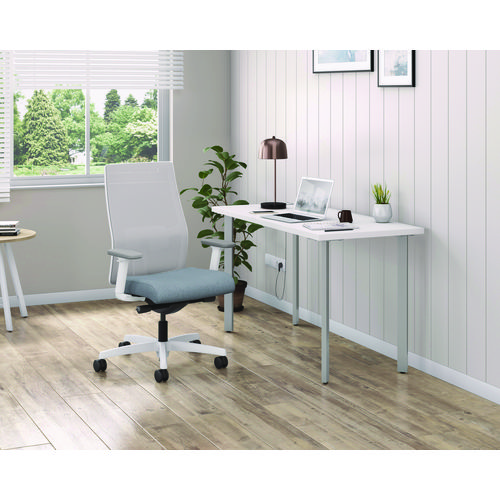 Picture of Ignition 2.0 4-Way Stretch Mid-Back Mesh Task Chair, 17" to 21" Seat Height, Basalt Seat, Fog Back, Designer White Base