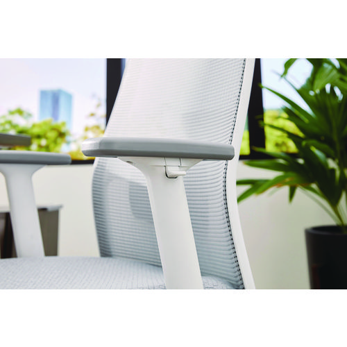 Picture of Ignition 2.0 4-Way Stretch Mid-Back Mesh Task Chair, 17" to 21" Seat Height, Basalt Seat, Fog Back, Designer White Base