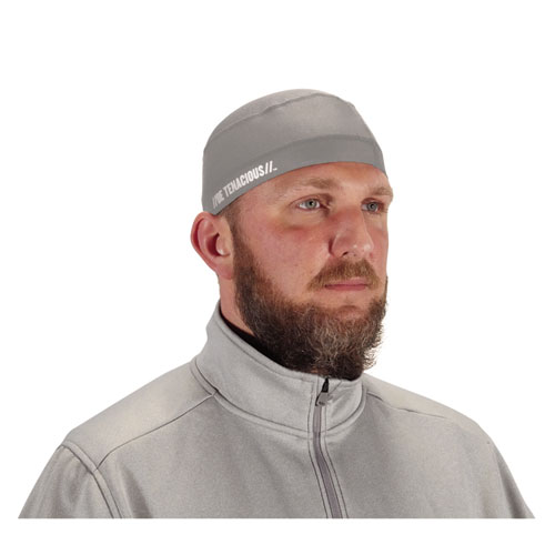 Picture of Chill-Its 6632 Performance Knit Cooling Skull Cap, Polyester/Spandex, One Size Fits Most, Gray