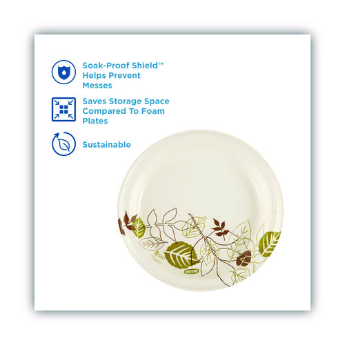 Picture of Pathways Soak-Proof Shield Mediumweight Paper Plates, WiseSize, 8.5" dia, Green/Burgundy, 125/Pack