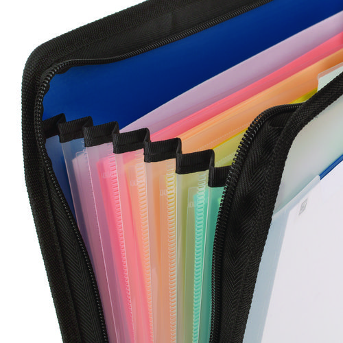 Picture of Expanding File, 7.5" Expansion, 7 Sections, Zipper Closure, Letter Size, Randomly Assorted Colors