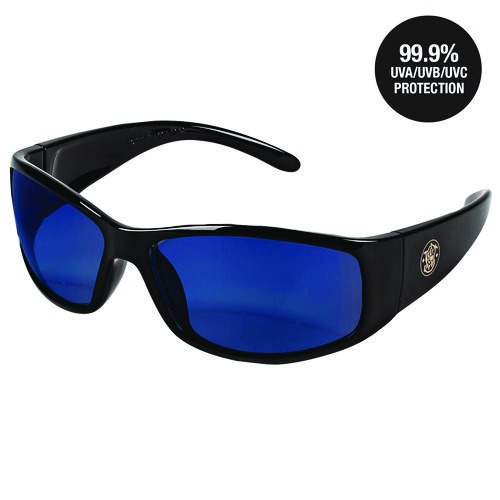 Picture of Elite Safety Glasses 3016314, Black Frame, Blue Mirror Polycarbonate Lens, 12/Carton