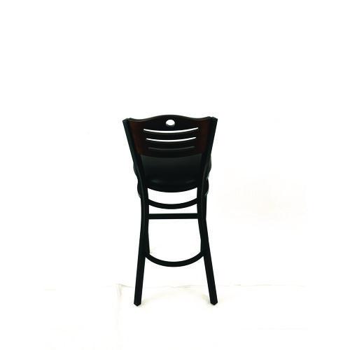 Picture of Eagle Series Barstool, Supports Up to 300 lb, 28.5" Seat Height, Black Seat, Dark Walnut Back, Black Base