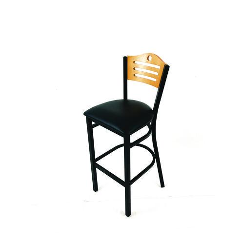 Picture of Eagle Series Barstool, Supports Up to 300 lb, 28.5" Seat Height, Black Seat, Natural Back, Black Base