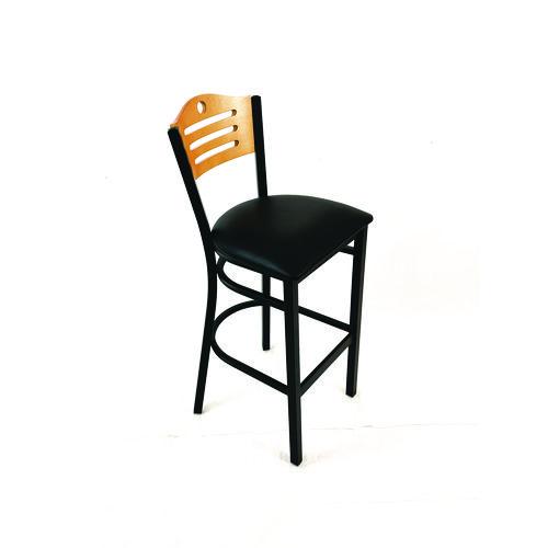 Picture of Eagle Series Barstool, Supports Up to 300 lb, 28.5" Seat Height, Black Seat, Natural Back, Black Base