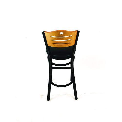 Picture of Eagle Series Barstool, Supports Up to 300 lb, 28.5" Seat Height, Black Seat, Natural Back, Black Base