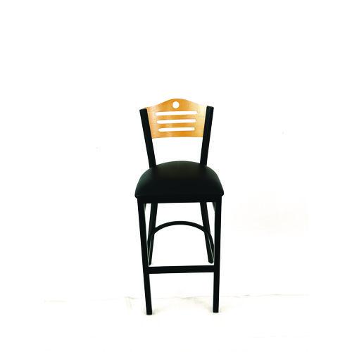 Picture of Eagle Series Barstool, Supports Up to 300 lb, 28.5" Seat Height, Black Seat, Natural Back, Black Base