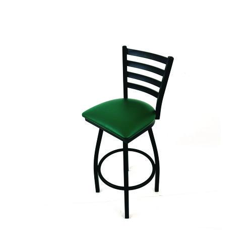 Picture of Boggs Series Barstool, Supports Up to 300 lb, 30.5" Seat Height, Green Seat, Black Back, Black Base
