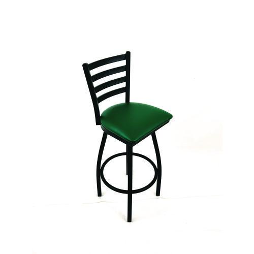 Picture of Boggs Series Barstool, Supports Up to 300 lb, 30.5" Seat Height, Green Seat, Black Back, Black Base