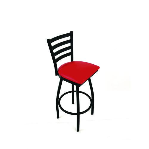 Picture of Boggs Series Barstool, Supports Up to 300 lb, 30.5" Seat Height, Red Seat, Black Back, Black Base