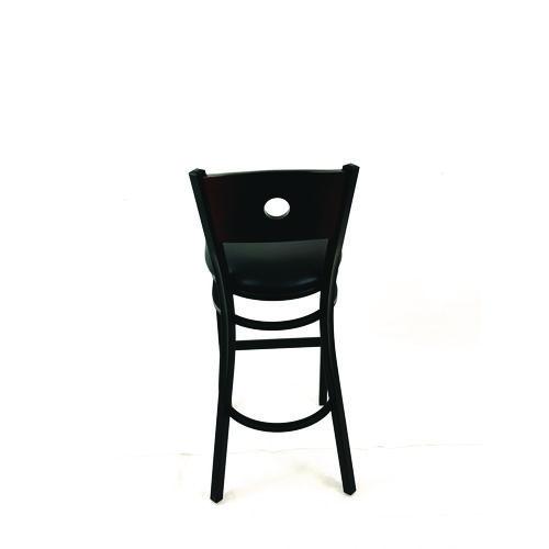Picture of Circle Series Barstool, Supports Up to 300 lb, 28.5" Seat Height, Black Seat, Dark Walnut Back, Black Base