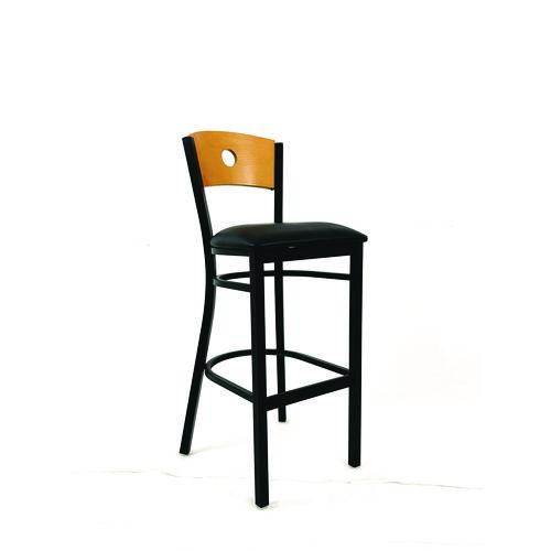 Picture of Circle Series Barstool, Supports Up to 300 lb, 28.5" Seat Height, Black Seat, Natural Back, Black Base