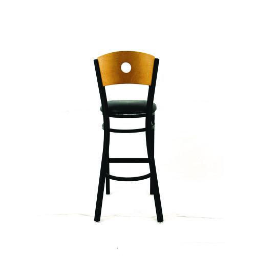 Picture of Circle Series Barstool, Supports Up to 300 lb, 28.5" Seat Height, Black Seat, Natural Back, Black Base