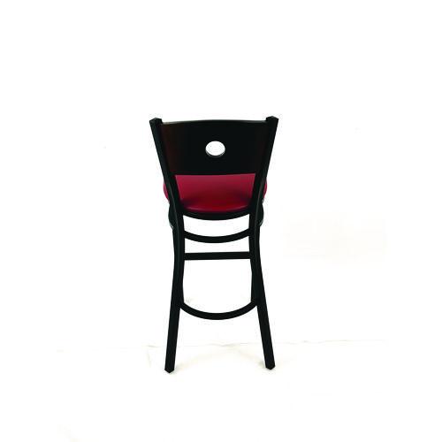 Picture of Circle Series Barstool, Supports Up to 300 lb, 28.5" Seat Height, Burgundy Seat, Dark Walnut Back, Black Base
