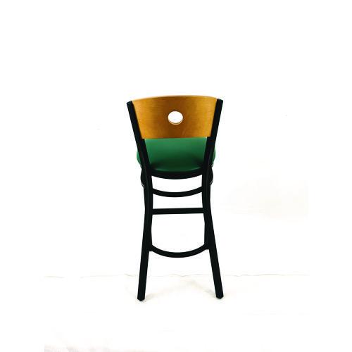 Picture of Circle Series Barstool, Supports Up to 300 lb, 28.5" Seat Height, Green Seat, Natural Back, Black Base
