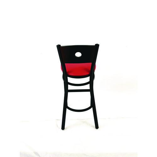 Picture of Circle Series Barstool, Supports Up to 300 lb, 28.5" Seat Height, Red Seat, Dark Walnut Back, Black Base