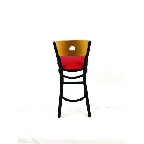 Picture of Circle Series Barstool, Supports Up to 300 lb, 28.5" Seat Height, Red Seat, Natural Back, Black Base