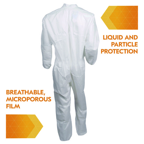 Picture of A40 Zipper Front Liquid and Particle Protection Coveralls, 3X-Large, White, 25/Carton