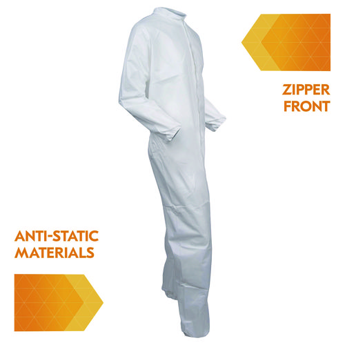 Picture of A40 Zipper Front Liquid and Particle Protection Coveralls, 3X-Large, White, 25/Carton