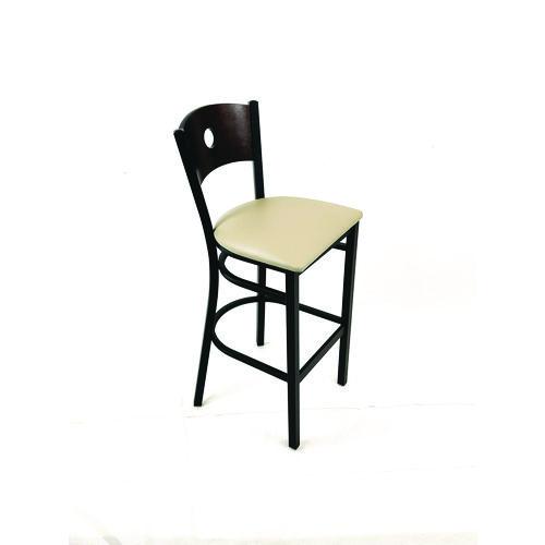 Picture of Circle Series Barstool, Supports Up to 300 lb, 28.5" Seat Height, Taupe Seat, Dark Walnut Back, Black Base