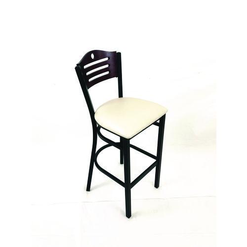 Picture of Eagle Series Barstool, Supports Up to 300 lb, 28.5" Seat Height, Cream Seat, Dark Mahogany Back, Black Base