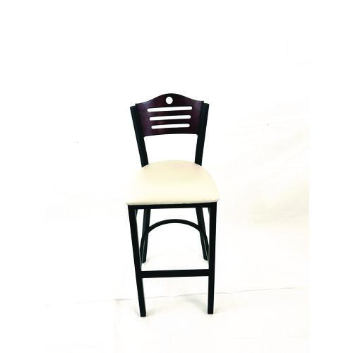 Picture of Eagle Series Barstool, Supports Up to 300 lb, 28.5" Seat Height, Cream Seat, Dark Mahogany Back, Black Base