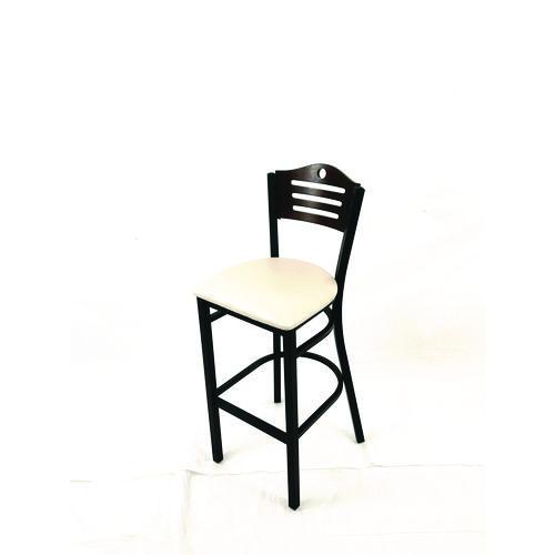 Picture of Eagle Series Barstool, Supports Up to 300 lb, 28.5" Seat Height, Cream Seat, Dark Walnut Back, Black Base