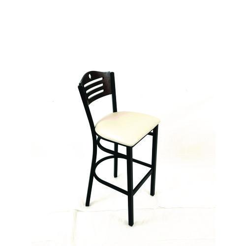 Picture of Eagle Series Barstool, Supports Up to 300 lb, 28.5" Seat Height, Cream Seat, Dark Walnut Back, Black Base