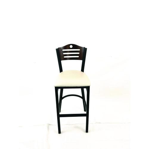 Picture of Eagle Series Barstool, Supports Up to 300 lb, 28.5" Seat Height, Cream Seat, Dark Walnut Back, Black Base