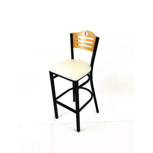 Picture of Eagle Series Barstool, Supports Up to 300 lb, 28.5" Seat Height, Cream Seat, Natural Back, Black Base