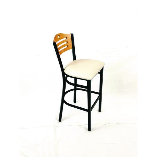 Picture of Eagle Series Barstool, Supports Up to 300 lb, 28.5" Seat Height, Cream Seat, Natural Back, Black Base