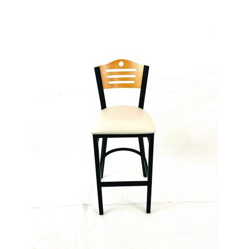 Picture of Eagle Series Barstool, Supports Up to 300 lb, 28.5" Seat Height, Cream Seat, Natural Back, Black Base