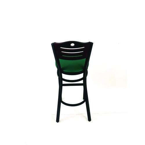 Picture of Eagle Series Barstool, Supports Up to 300 lb, 28.5" Seat Height, Green Seat, Dark Mahogany Back, Black Base