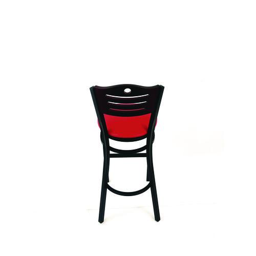 Picture of Eagle Series Barstool, Supports Up to 300 lb, 28.5" Seat Height, Red Seat, Dark Mahogany Back, Black Base
