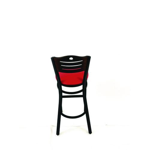 Picture of Eagle Series Barstool, Supports Up to 300 lb, 28.5" Seat Height, Red Seat, Dark Walnut Back, Black Base