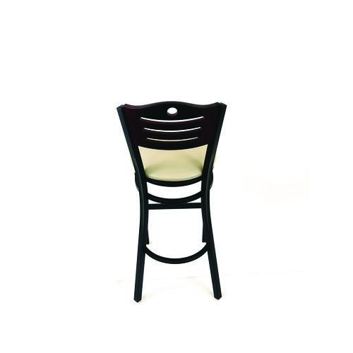 Picture of Eagle Series Barstool, Supports Up to 300 lb, 28.5" Seat Height, Taupe Seat, Dark Mahogany Back, Black Base