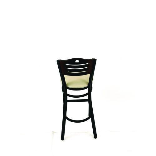 Picture of Eagle Series Barstool, Supports Up to 300 lb, 28.5" Seat Height, Taupe Seat, Dark Walnut Back, Black Base